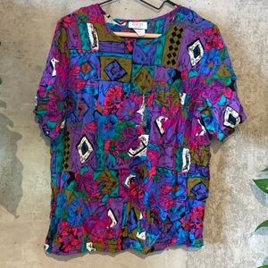 Vintage Floral Plus Size Blouse (M/L)